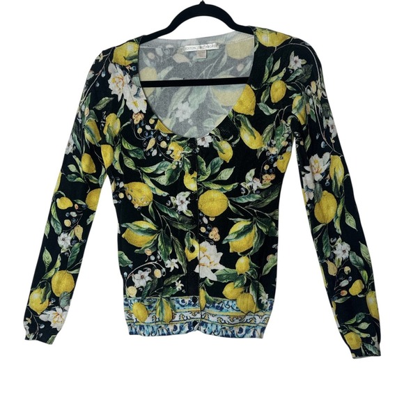 Boston Proper Sweaters - Boston Proper Cardigan Sweater Top Women's XXS Lemons Summer Crop‎ Stretch